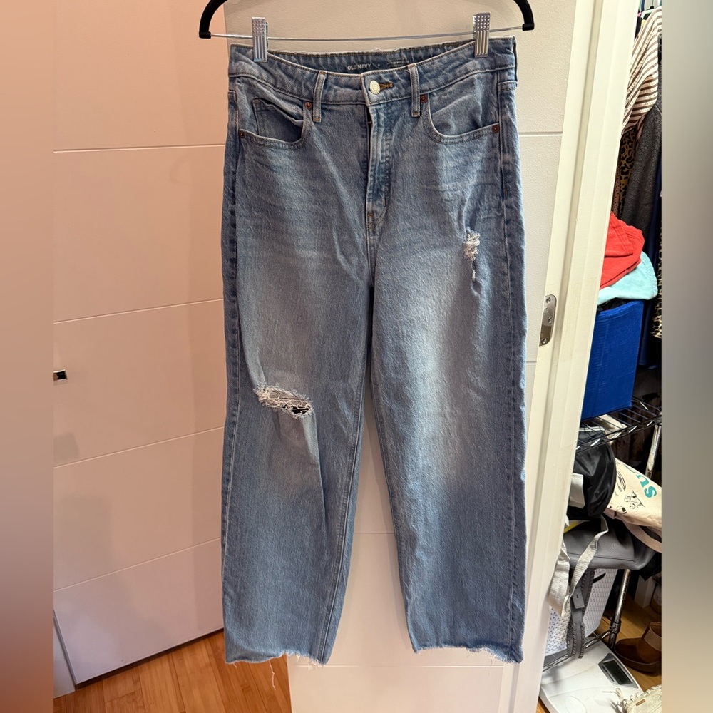 Old Navy extra sky hi wide leg distressed jeans